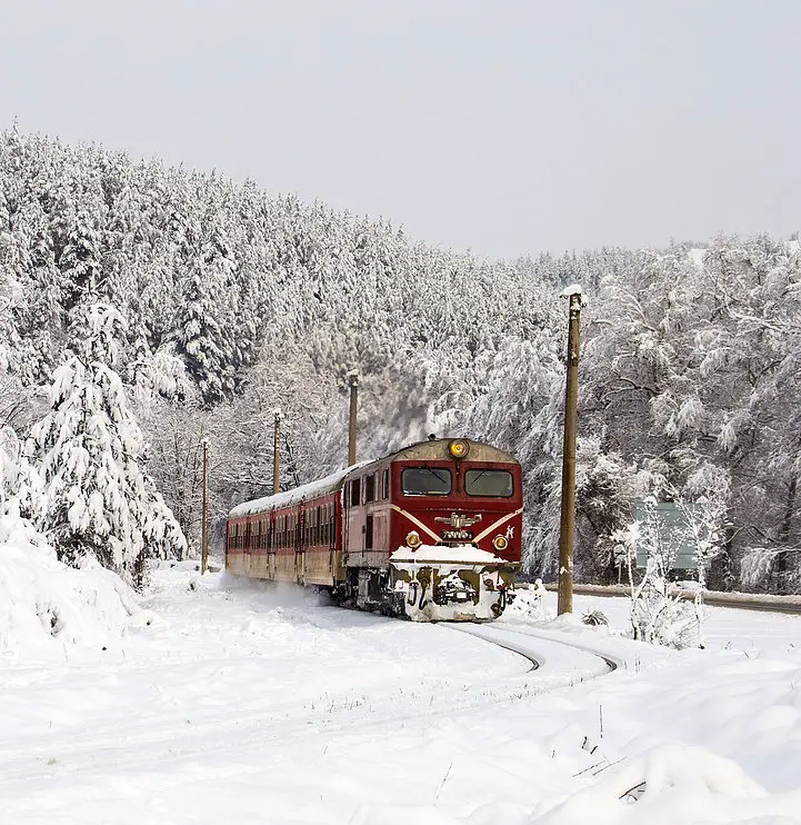 the rhodopes narrow gauge in bulgaria in winter