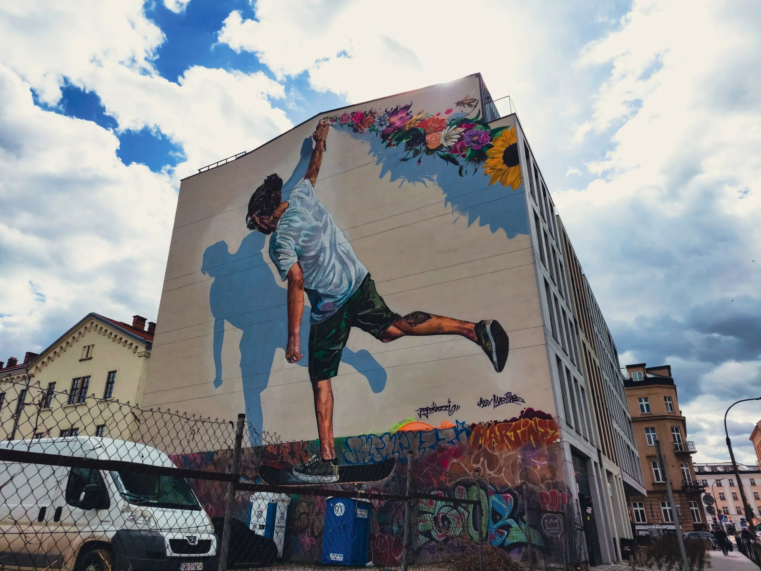 beautiful mural in krakow city center